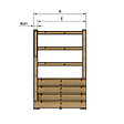 VINUOVO - MILANO - Escalier en bois 4 marches H71 cm - avec contre-marches - Palier L120 x P116 cm - Rambarde escalier gauche, palier gauche et en face - vignette