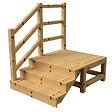 VINUOVO - MILANO - Escalier en bois 3 marches H54 cm - avec contre-marches - Palier L120 x P116 cm - Rambarde escalier et palier à gauche - vignette
