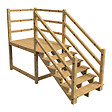 VINUOVO - MILANO - Escalier en bois 6 marches H105 cm - sans contre-marche - Palier L120 x P189 cm - Escalier rambardes des 2 côtés,Palier à droite et en face - vignette