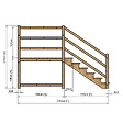 VINUOVO - MILANO - Escalier en bois 6 marches H105 cm - sans contre-marche - Palier L120 x P189 cm - Escalier rambardes des 2 côtés,Palier à droite et en face - vignette