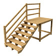 VINUOVO - MILANO - Escalier en bois 7 marches H122 cm - sans contre-marche - Palier L120 x P189 cm - Rambarde escalier et palier à gauche - vignette