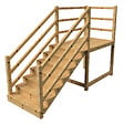 VINUOVO - MILANO - Escalier en bois 7 marches H122 cm - avec contre-marches - Palier L120 x P189 cm - Rambarde escalier 2 côtés, palier gauche et en face - vignette