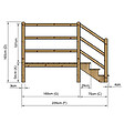 VINUOVO - MILANO - Escalier en bois 3 marches H54 cm - sans contre-marche - Palier L120 x P189 cm - Rambardes escalier et palier des 2 côtés - vignette