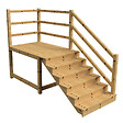 VINUOVO - MILANO - Escalier en bois 6 marches H105 cm - avec contre-marches - Palier L120 x P189 cm - Escalier rambarde droite, palier droite et face - vignette