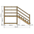 VINUOVO - MILANO - Escalier en bois 6 marches H105 cm - avec contre-marches - Palier L120 x P189 cm - Escalier rambarde droite, palier droite et face - vignette