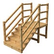 VINUOVO - MILANO - Escalier en bois 5 marches H88 cm - avec contre-marches - Palier L120 x P116 cm - Rambardes escalier et palier des 2 côtés - vignette