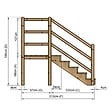VINUOVO - MILANO - Escalier en bois 5 marches H88 cm - avec contre-marches - Palier L120 x P116 cm - Rambardes escalier et palier des 2 côtés - vignette