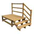 VINUOVO - MILANO - Escalier en bois 3 marches H54 cm - sans contre-marche - Palier L120 x P189 cm - Rambardes escalier et palier à droite - vignette