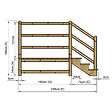 VINUOVO - MILANO - Escalier en bois 3 marches H54 cm - sans contre-marche - Palier L120 x P189 cm - Rambardes escalier et palier à droite - vignette