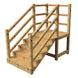 VINUOVO - MILANO - Escalier en bois 5 marches H88 cm - avec contre-marches - Palier L120 x P116 cm - Rambarde escalier 2 côtés, palier gauche et en face - vignette