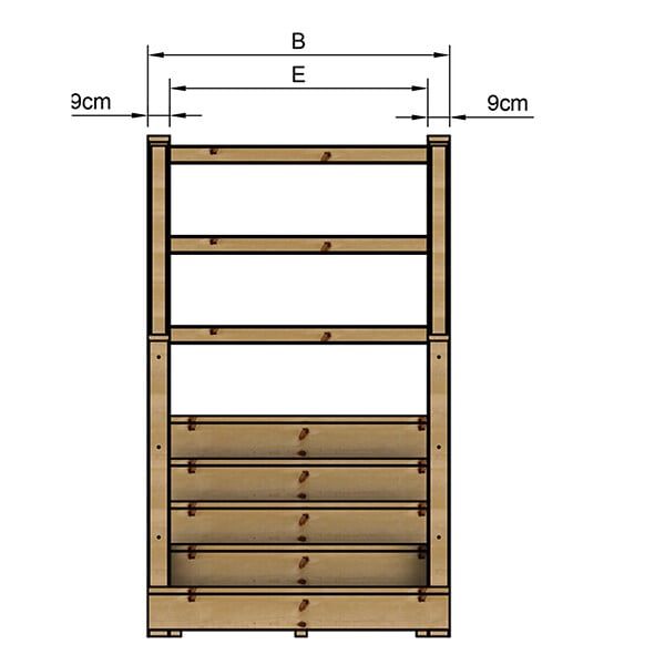 VINUOVO - MILANO - Escalier en bois 5 marches H88 cm - avec contre-marches - Palier L120 x P116 cm - Rambarde escalier 2 côtés, palier gauche et en face - large
