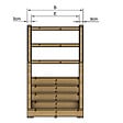 VINUOVO - MILANO - Escalier en bois 5 marches H88 cm - avec contre-marches - Palier L120 x P116 cm - Rambarde escalier 2 côtés, palier gauche et en face - vignette