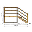 VINUOVO - MILANO - Escalier en bois 5 marches H88 cm - sans contre-marche - Palier L120 x P189 cm - Escalier rambarde droite, palier droite et face - vignette