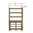 VINUOVO - MILANO - Escalier en bois 5 marches H88 cm - sans contre-marche - Palier L120 x P189 cm - Escalier rambarde droite, palier droite et face - vignette