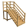VINUOVO - MILANO - Escalier en bois 7 marches H122 cm - avec contre-marches - Palier L120 x P116 cm - Escalier rambardes des 2 côtés,Palier à droite et en face - vignette