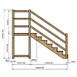 VINUOVO - MILANO - Escalier en bois 7 marches H122 cm - avec contre-marches - Palier L120 x P116 cm - Escalier rambardes des 2 côtés,Palier à droite et en face - vignette