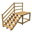 VINUOVO - MILANO - Escalier en bois 6 marches H105 cm - sans contre-marche - Palier L120 x P189 cm - Rambarde escalier et palier à gauche - vignette