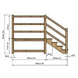 VINUOVO - MILANO - Escalier en bois 4 marches H71 cm - sans contre-marche - Palier L120 x P189 cm - Rambarde escalier gauche, palier gauche et en face - vignette