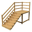 VINUOVO - MILANO - Escalier en bois 7 marches H122 cm - avec contre-marches - Palier L120 x P189 cm - Rambarde escalier gauche, palier gauche et en face - vignette