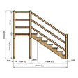 VINUOVO - MILANO - Escalier en bois 7 marches H122 cm - sans contre-marche - Palier L120 x P116 cm - Rambardes escalier et palier des 2 côtés - vignette