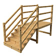 VINUOVO - MILANO - Escalier en bois 5 marches H88 cm - avec contre-marches - Palier L120 x P189 cm - Rambardes escalier et palier des 2 côtés - vignette