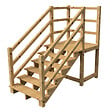 VINUOVO - MILANO - Escalier en bois 6 marches H105 cm - sans contre-marche - Palier L120 x P116 cm - Rambarde escalier 2 côtés, palier gauche et en face - vignette