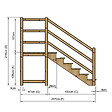 VINUOVO - MILANO - Escalier en bois 6 marches H105 cm - sans contre-marche - Palier L120 x P116 cm - Rambarde escalier 2 côtés, palier gauche et en face - vignette