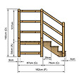 VINUOVO - MILANO - Escalier en bois 3 marches H54 cm - avec contre-marches - Palier L120 x P116 cm - Rambarde escalier gauche, palier gauche et en face - vignette