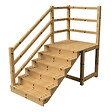 VINUOVO - MILANO - Escalier en bois 6 marches H105 cm - avec contre-marches - Palier L120 x P116 cm - Rambarde escalier gauche, palier gauche et en face - vignette