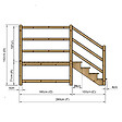 VINUOVO - MILANO - Escalier en bois 4 marches H71 cm - sans contre-marche - Palier L120 x P189 cm - Rambarde escalier 2 côtés, palier gauche et en face - vignette