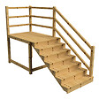 VINUOVO - MILANO - Escalier en bois 7 marches H122 cm - avec contre-marches - Palier L120 x P189 cm - Escalier rambarde droite, palier droite et face - vignette