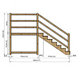 VINUOVO - MILANO - Escalier en bois 7 marches H122 cm - avec contre-marches - Palier L120 x P189 cm - Escalier rambarde droite, palier droite et face - vignette
