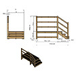 VINUOVO - MILANO - Escalier en bois 3 marches H54 cm - avec contre-marches - Palier L120 x P189 cm - Rambarde escalier et palier à gauche - vignette