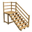 VINUOVO - MILANO - Escalier en bois 7 marches H122 cm - sans contre-marche - Palier L120 x P116 cm - Escalier rambarde droite, palier droite et face - vignette