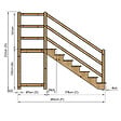 VINUOVO - MILANO - Escalier en bois 7 marches H122 cm - sans contre-marche - Palier L120 x P116 cm - Escalier rambarde droite, palier droite et face - vignette