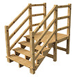VINUOVO - MILANO - Escalier en bois 4 marches H71 cm - sans contre-marche - Palier L120 x P116 cm - Rambardes escalier et palier des 2 côtés - vignette