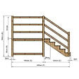 VINUOVO - MILANO - Escalier en bois 5 marches H88 cm - avec contre-marches - Palier L120 x P189 cm - Rambarde escalier 2 côtés, palier gauche et en face - vignette
