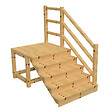 VINUOVO - MILANO - Escalier en bois 5 marches H88 cm - avec contre-marches - Palier L120 x P116 cm - Rambardes escalier et palier à droite - vignette