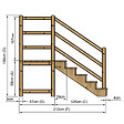 VINUOVO - MILANO - Escalier en bois 5 marches H88 cm - avec contre-marches - Palier L120 x P116 cm - Rambardes escalier et palier à droite - vignette
