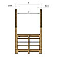 VINUOVO - MILANO - Escalier en bois 5 marches H88 cm - sans contre-marche - Palier L120 x P189 cm - Rambardes escalier et palier des 2 côtés - vignette