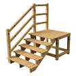 VINUOVO - MILANO - Escalier en bois 5 marches H88 cm - sans contre-marche - Palier L120 x P116 cm - Rambarde escalier et palier à gauche - vignette