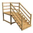 VINUOVO - MILANO - Escalier en bois 6 marches H105 cm - avec contre-marches - Palier L120 x P189 cm - Escalier rambardes des 2 côtés,Palier à droite et en face - vignette