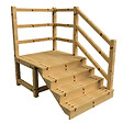 VINUOVO - MILANO - Escalier en bois 4 marches H71 cm - avec contre-marches - Palier L120 x P116 cm - Escalier rambarde droite, palier droite et face - vignette