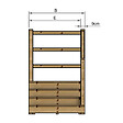 VINUOVO - MILANO - Escalier en bois 4 marches H71 cm - avec contre-marches - Palier L120 x P116 cm - Escalier rambarde droite, palier droite et face - vignette