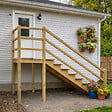 VINUOVO - MILANO - Escalier en bois 4 marches H71 cm - avec contre-marches - Palier L120 x P116 cm - Escalier rambarde droite, palier droite et face - vignette