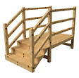 VINUOVO - MILANO - Escalier en bois 3 marches H54 cm - avec contre-marches - Palier L120 x P189 cm - Rambardes escalier et palier des 2 côtés - vignette