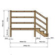 VINUOVO - MILANO - Escalier en bois 3 marches H54 cm - avec contre-marches - Palier L120 x P189 cm - Rambardes escalier et palier des 2 côtés - vignette