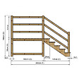 VINUOVO - MILANO - Escalier en bois 5 marches H88 cm - sans contre-marche - Palier L120 x P189 cm - Rambardes escalier et palier à droite - vignette