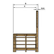 VINUOVO - MILANO - Escalier en bois 5 marches H88 cm - sans contre-marche - Palier L120 x P189 cm - Rambardes escalier et palier à droite - vignette