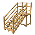 VINUOVO - MILANO - Escalier en bois 7 marches H122 cm - sans contre-marche - Palier L120 x P116 cm - Rambarde escalier 2 côtés, palier gauche et en face - vignette